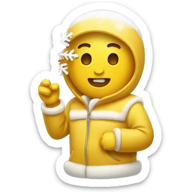 Yellow google emoji holding a snowflake sticker