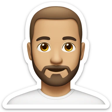 Create a Muslim man avatar with beard, and no mustache. white skin, brown hair, A little baldness in the front of the head. Hair combed back. sticker