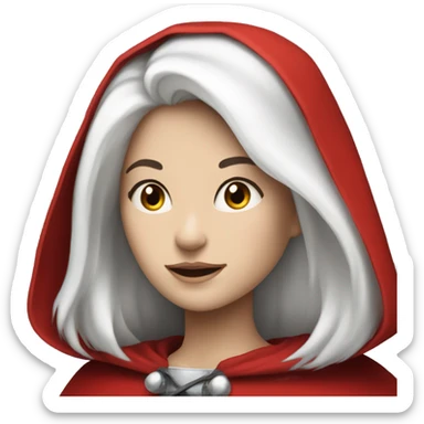 The white girl with white hair in the red cape and red hood. sticker
