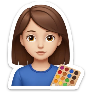 White girl brown hair around 8 years with Colour palette  sticker