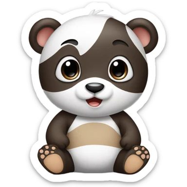 Baby panda with a brown T shirt on  sticker