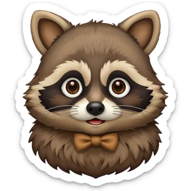 racoon holding a mustache sticker