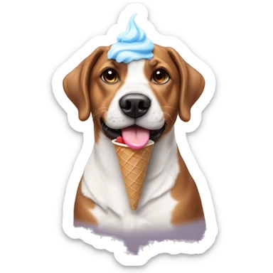 Dog with ice cream cone on head sticker