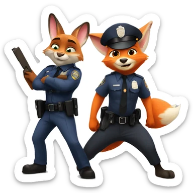 Zootopia cop fox and orange rabbit sticker