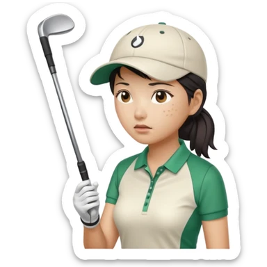 asian women golfer painful profile sticker