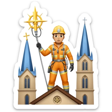 steeplejack man lightning conductor on a church spire sticker