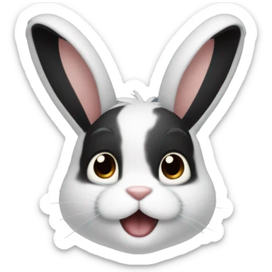 A male bunny with black fur and black human hair sticker