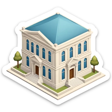 Art Museum exterior, isometric dollhouse-style, realistic sticker