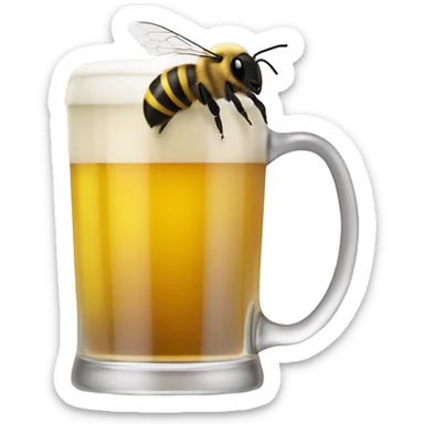 Bee drinking beer sticker