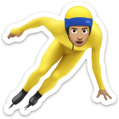 Man speed skating in yellow clothes  sticker