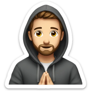 Handsome man with brown hairs and 3 days beard wearing a hoodie as he is praying sticker
