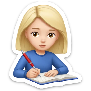 girl writing on a notebook sticker