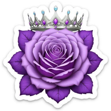 Purple rose flower, silver circle plaque with silver tiara sticker