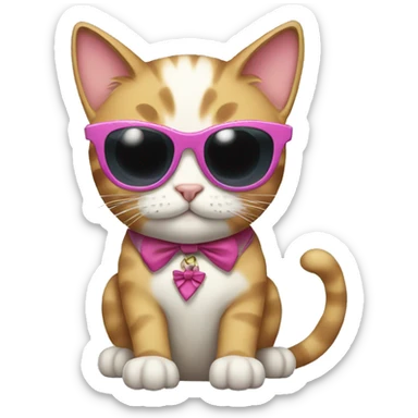 cat wearing bows with sunglasses  sticker