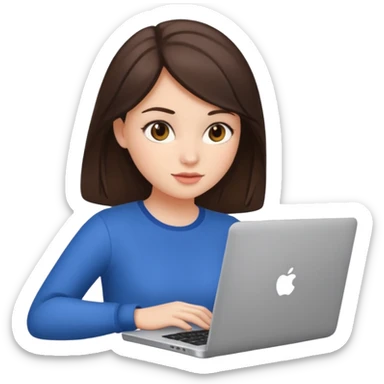 brunette girl with laptop sticker