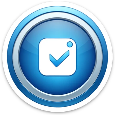 Badge certification insta en bleu  dans un rond et une fleche blache sticker
