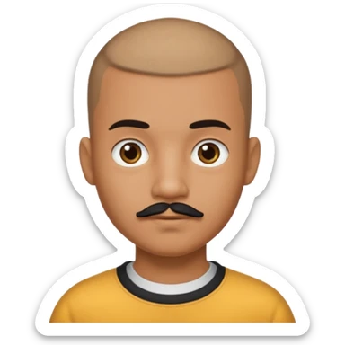 buzz cut boy with  black moustache sticker