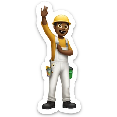 White painter with rush raised hand sticker