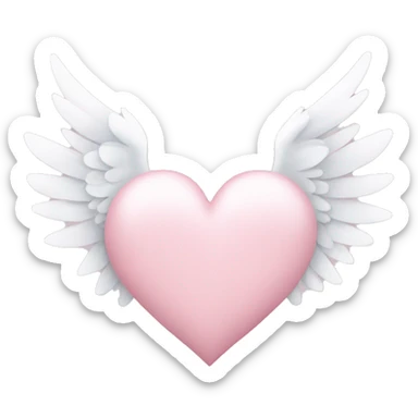 pastel pink heart with white wings sticker