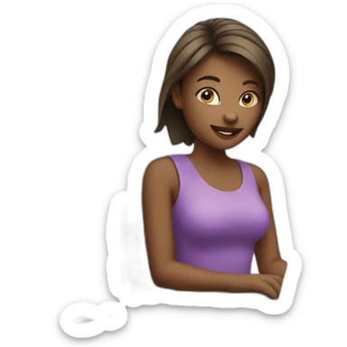 Girl with a credit card in front her computer sticker