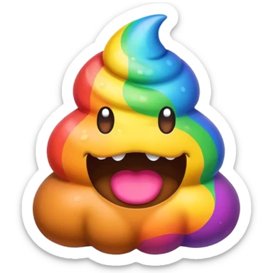a rainbow poop emoji monster sticker