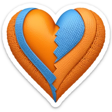 Half blue half orange heart split vertically add a bandage wrapped around the heart  sticker