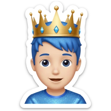 blue Boy happy glitter blue crown sticker
