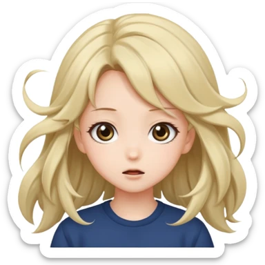 cute anime girl with blowing hair sticker