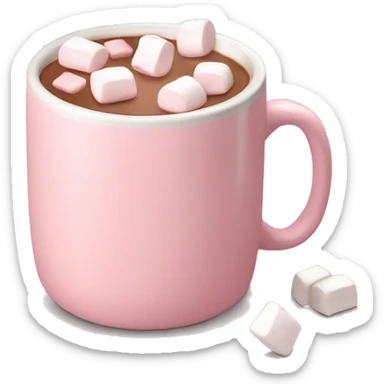 Light Pink mug of hot chocolate with marshmallows  sticker