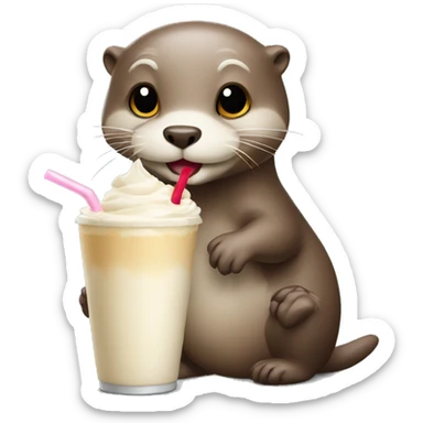 Otter with milk shake  sticker