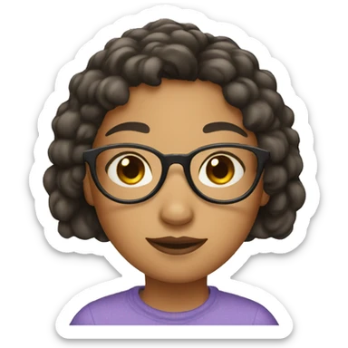  Girl with short hair with a mole on her nose wearing glasses  sticker