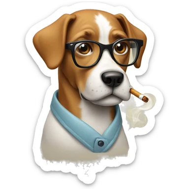 dog with glasses and cigarette sticker