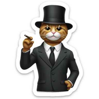 cat wearing a suit smoking cigar sticker