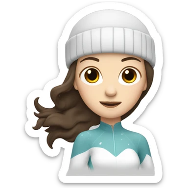 white woman with dark brown hair figure skating on ice sticker