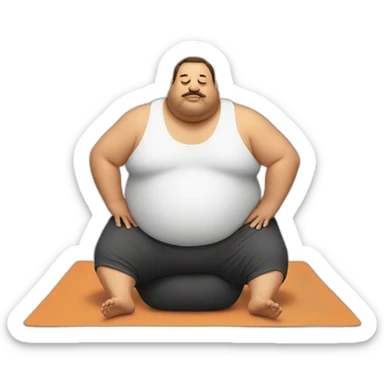 Fat man doing downward dog yoga pose sticker