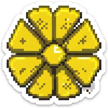 Pixel art radiation hazard warning trefoil symbol in yellow and black sticker