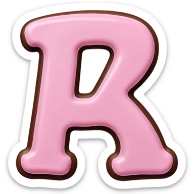 “Single pink bubble letter A, white outline, bottom dipped in chocolate with pink frosting drizzle, kawaii style, glossy, soft shading, clean outline, transparent background, Discord emoji size” sticker