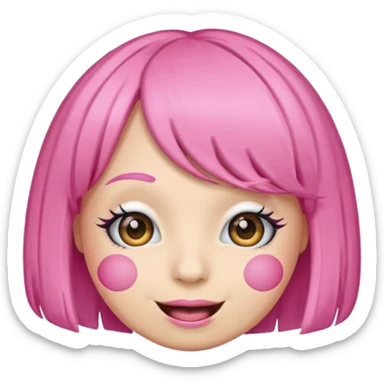 Emoji with lashes and a pink wig  sticker