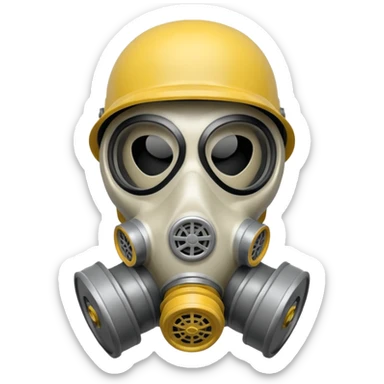 Skeleton wearing a gas mask sticker