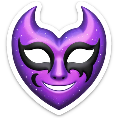 emo heart with crescent moon and black mask sticker