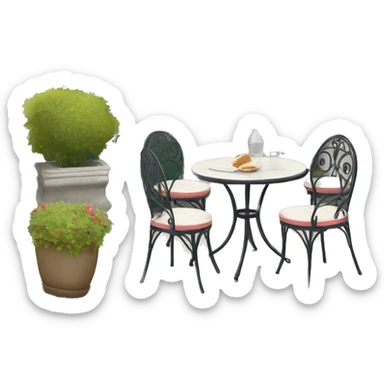 Terrasse Parisienne typique (deux chaise et une table) sticker