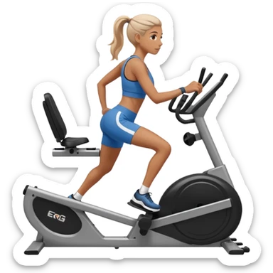 women  workout on erg machine
 sticker