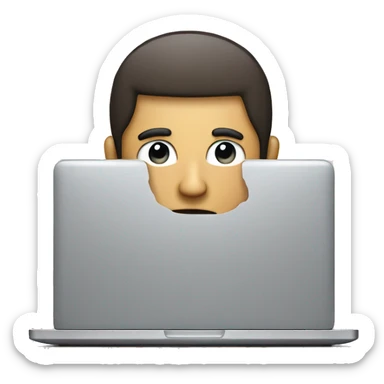 Laptop man with half face behind the laptop sticker
