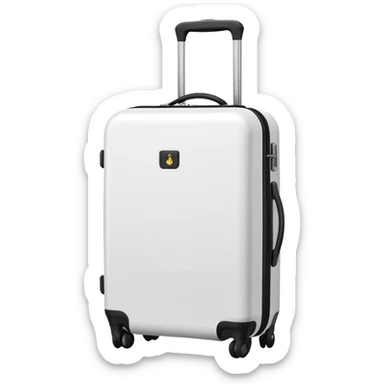 White rolling suitcase with pull-up handle, simple clean design sticker