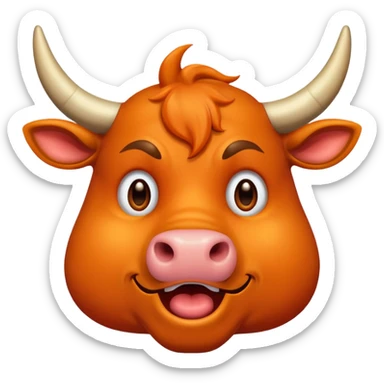 create me a color deep orange bull face that is happy, shock, celebrate, sad, mad, victory, chill sticker