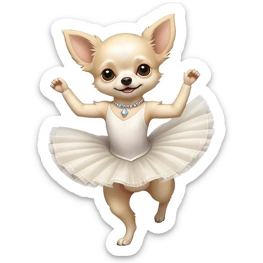 White hairy elegant chihuahua dancing classic ballet sticker