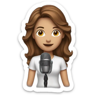 woman with microphone and brown hair sticker