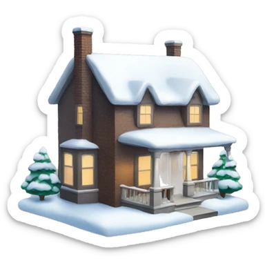 House with snow on it sticker