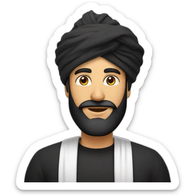 homme arabe longue barbe noir turban sur la tête sticker