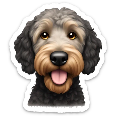 Black  golden doodle with black ears and brown muzzle  sticker